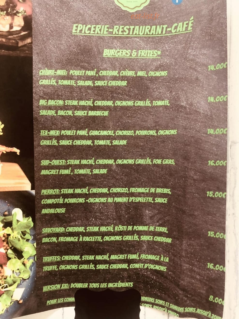 Au P'tit Marché — carte page 1