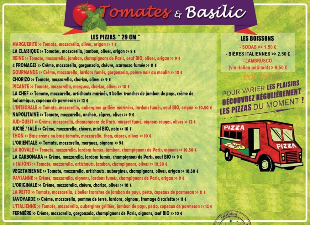 Tomates et Basilic — carte page 1
