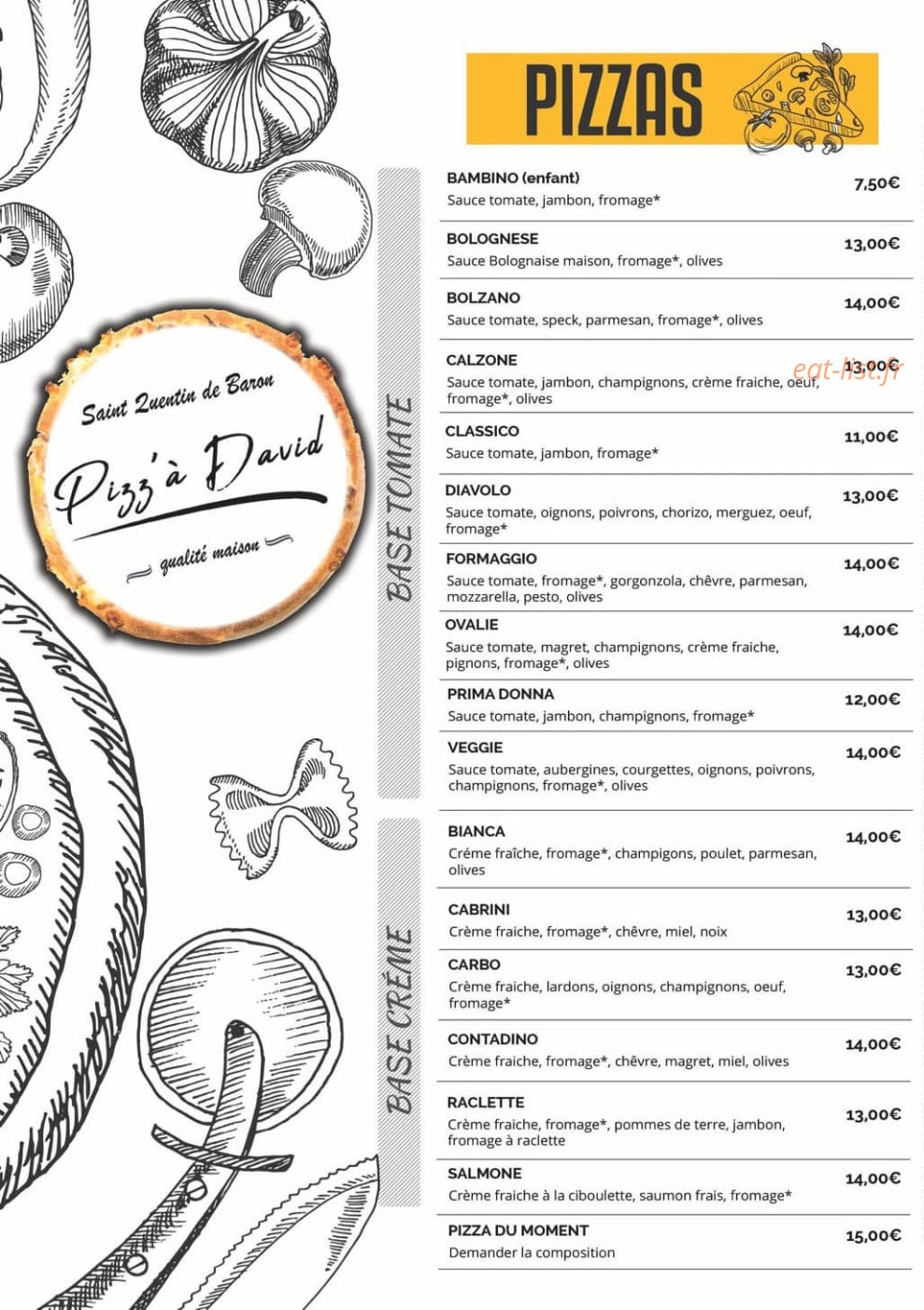 Pizz'à David — carte page 2