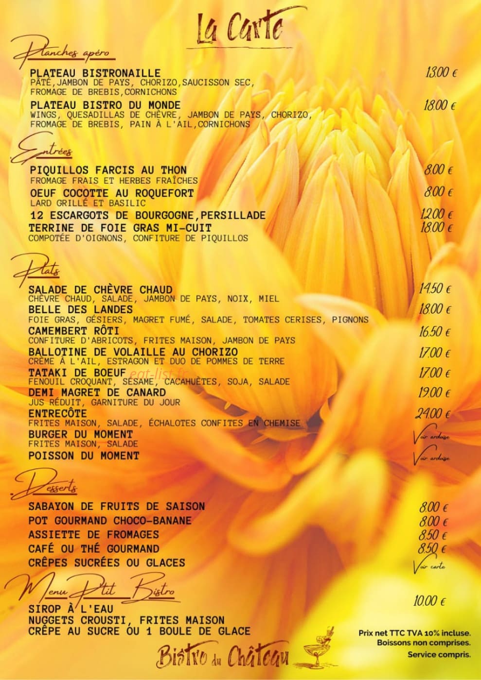 Bistro du Château — carte page 2