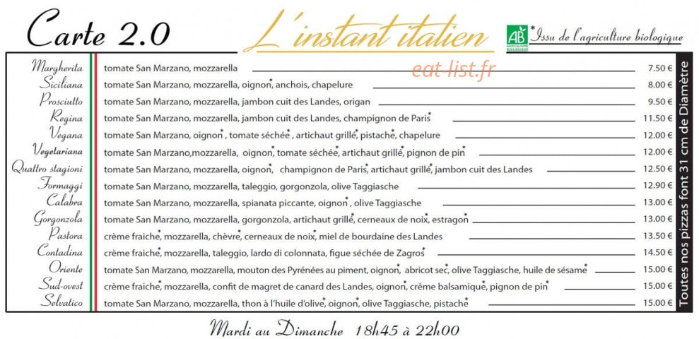 L'instant Italien — carte page 1