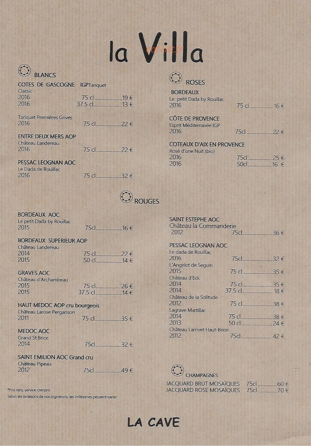 La Villa du Marché — carte page 2