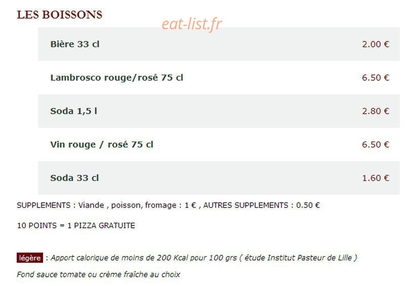 Le Kiosque à Pizzas — carte page 3