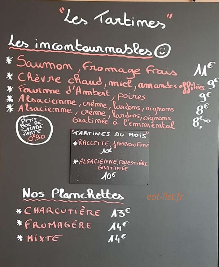 Bistrot Tartines et Compagnie — carte page 1