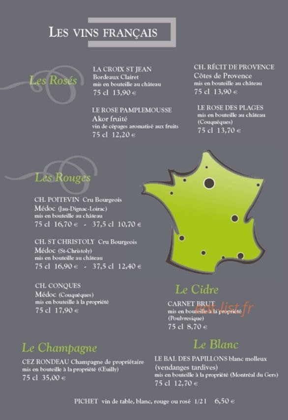 Chez Pep's — carte page 3