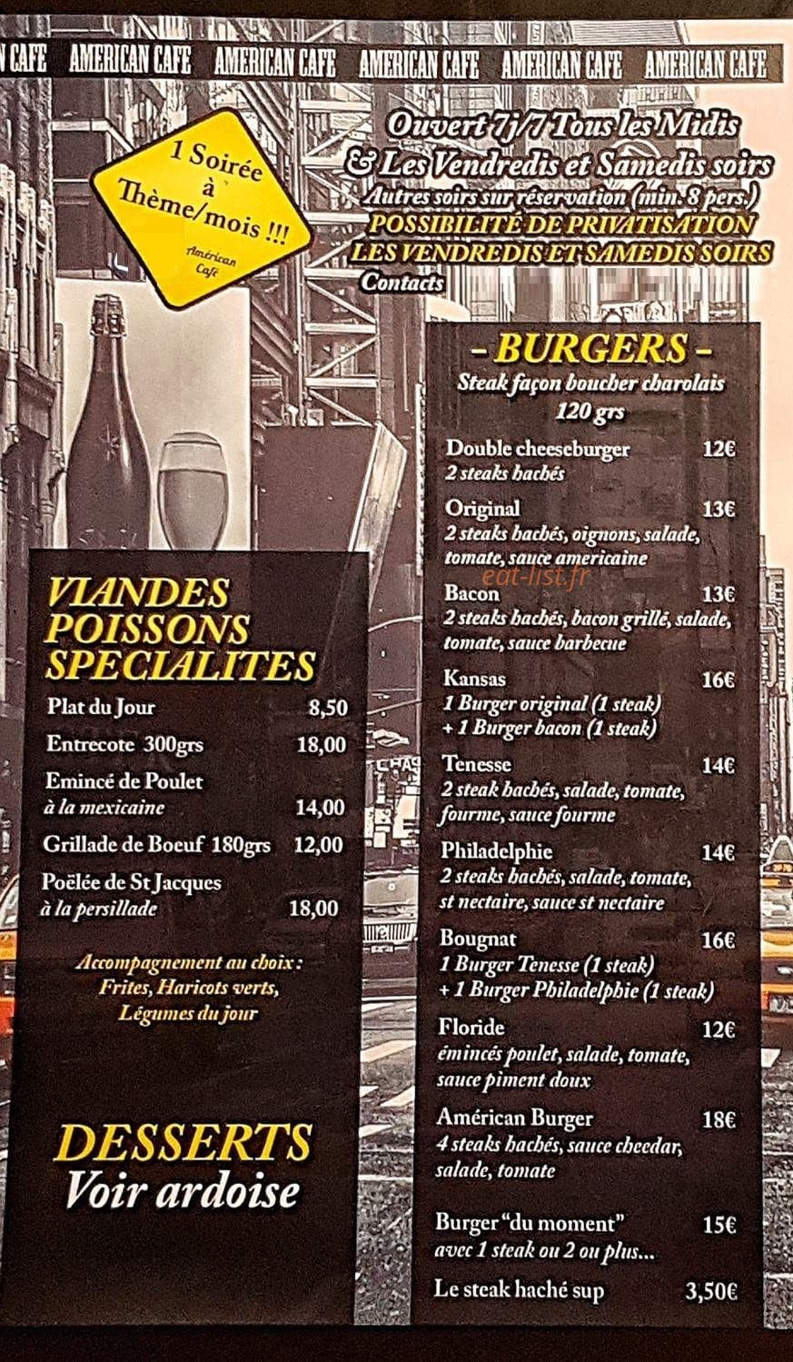 American Café — carte page 2
