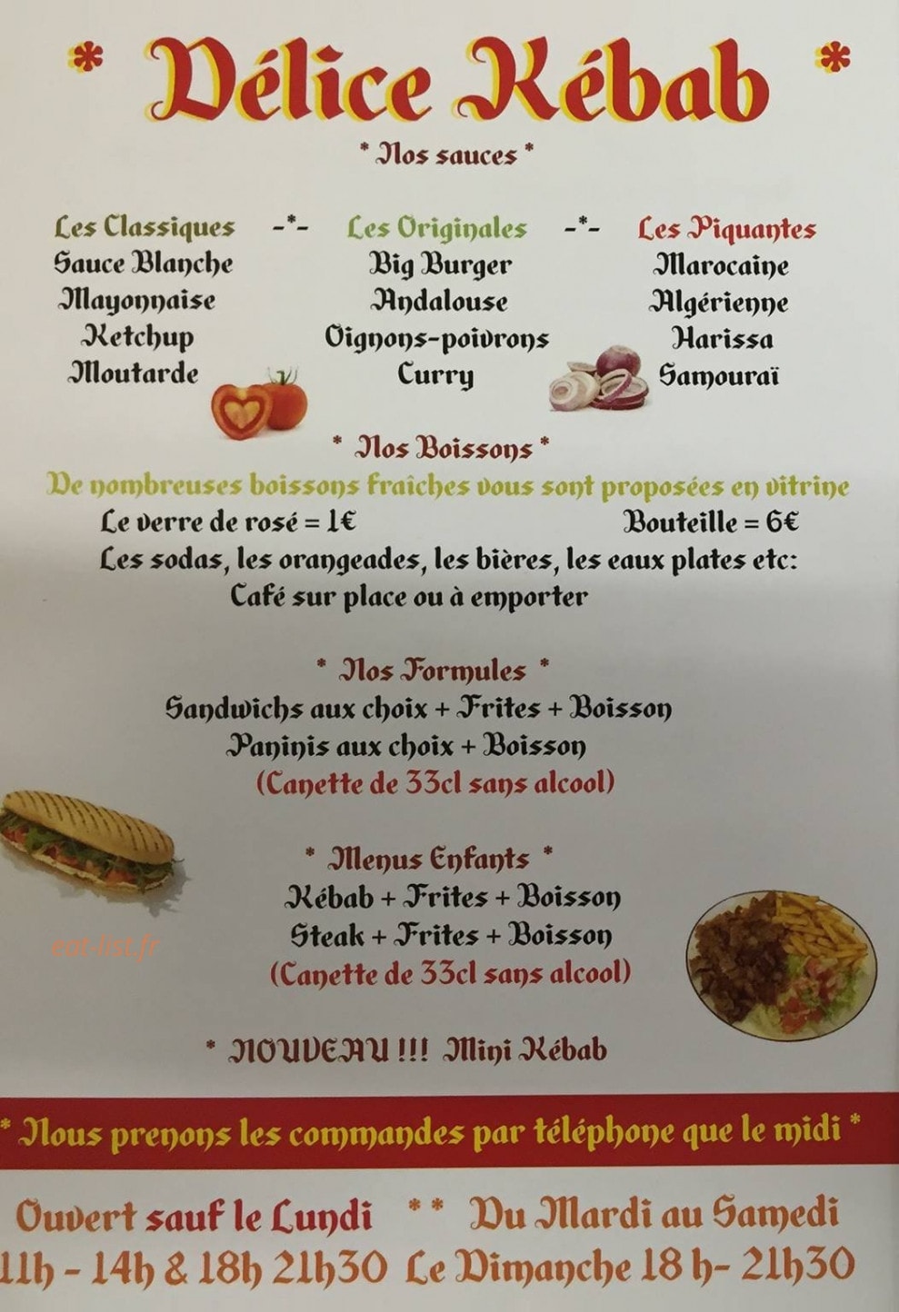 Délice Kébab — carte page 1