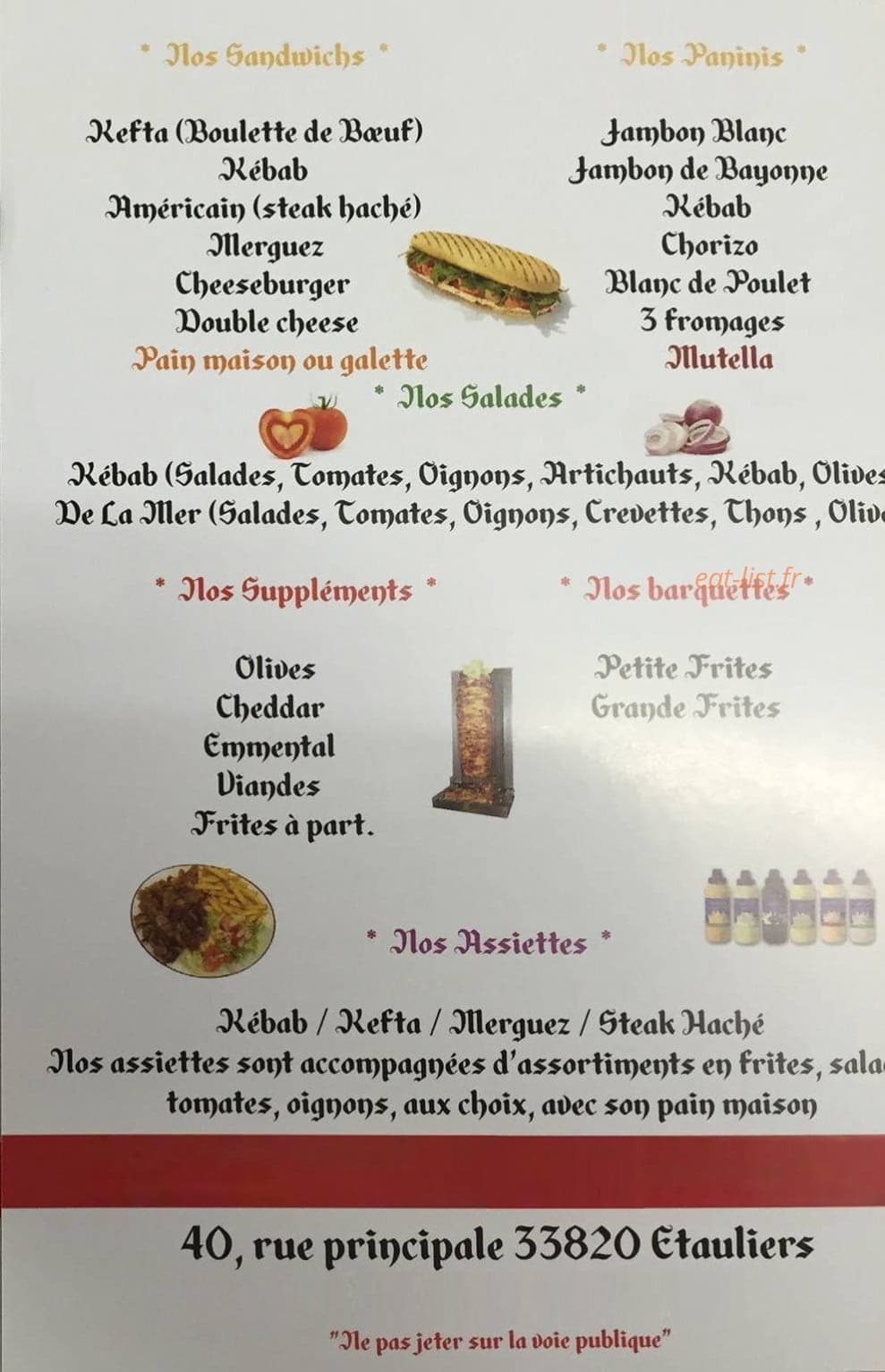 Délice Kébab — carte page 2
