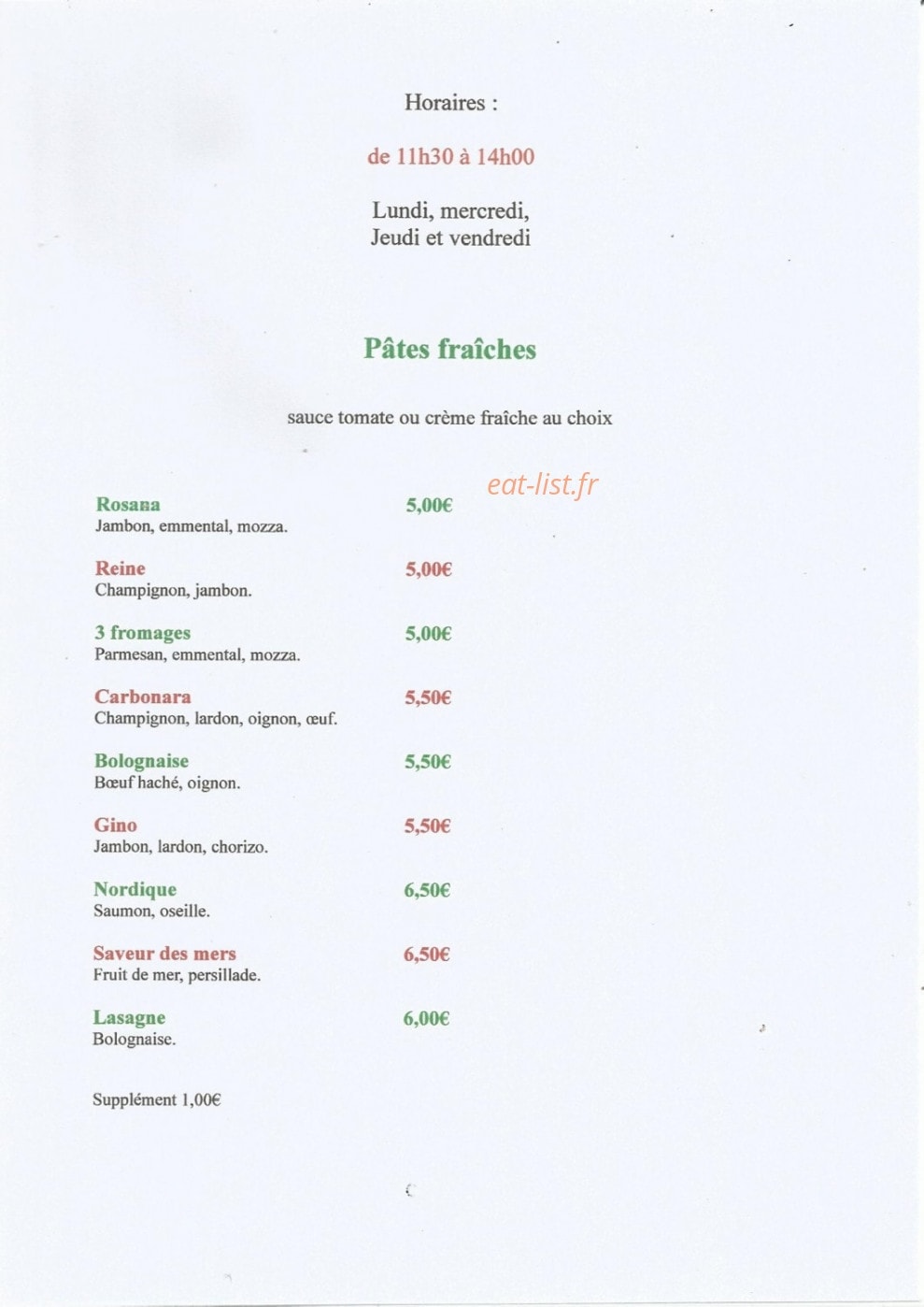 Gino pizza — carte page 2