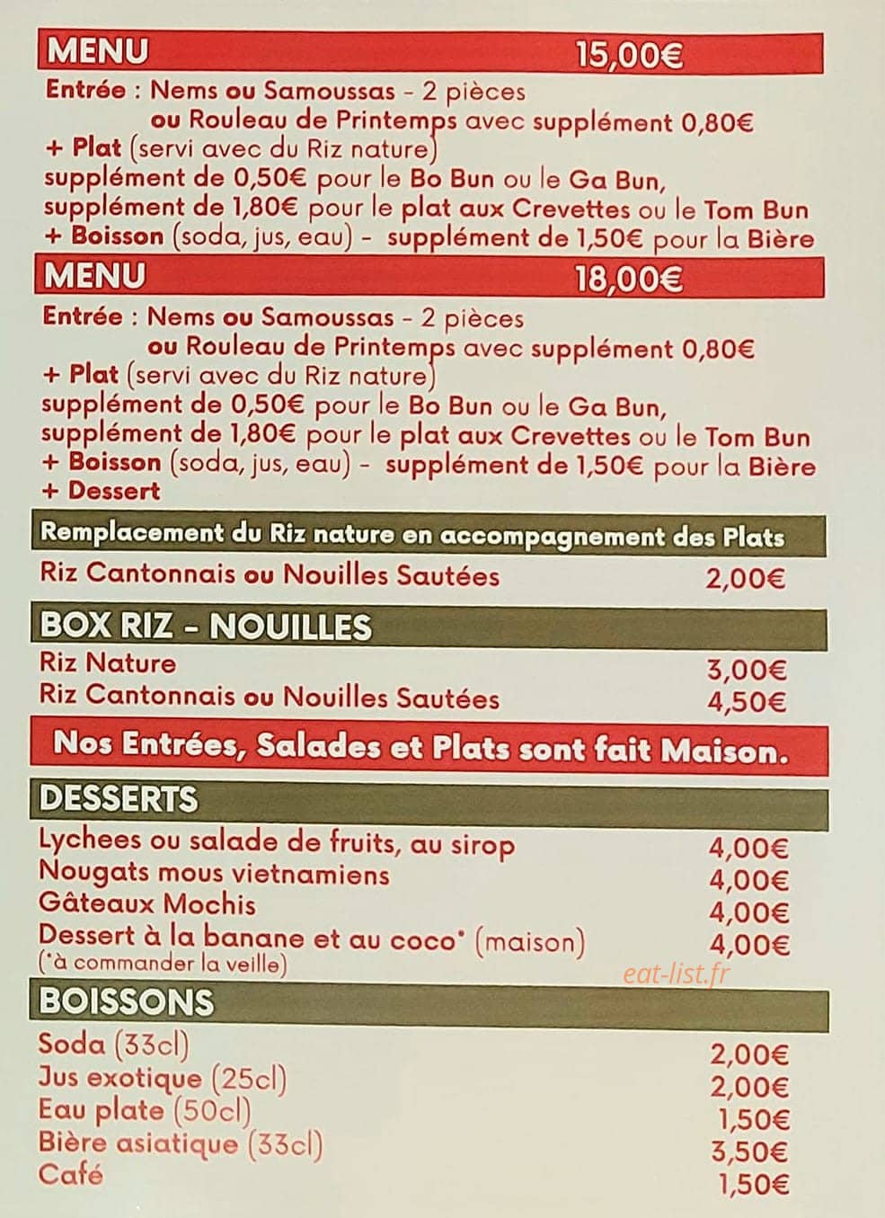 Chez Hông — carte page 2