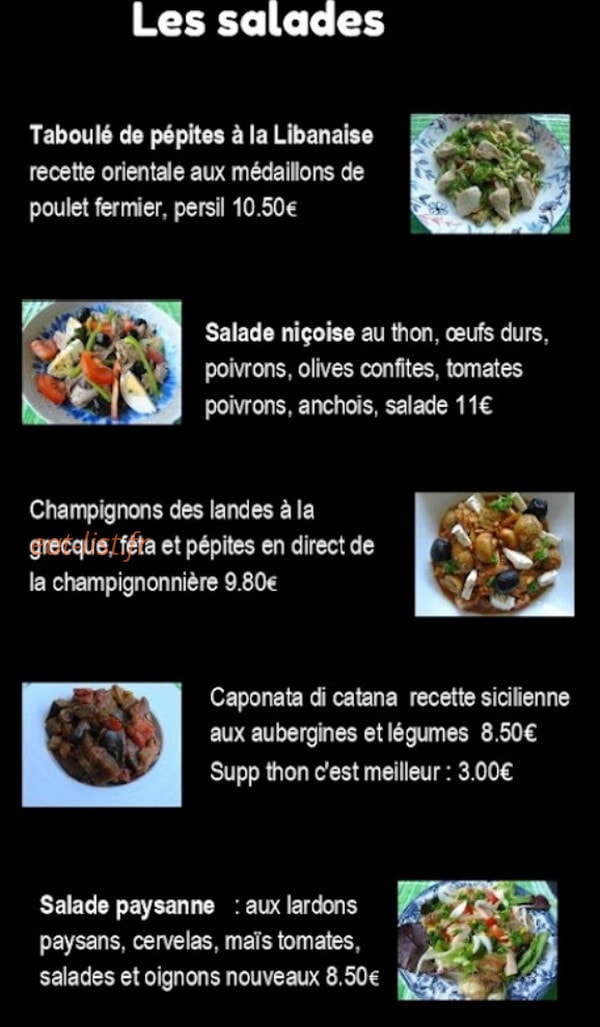 L'art des Pâtes — carte page 3