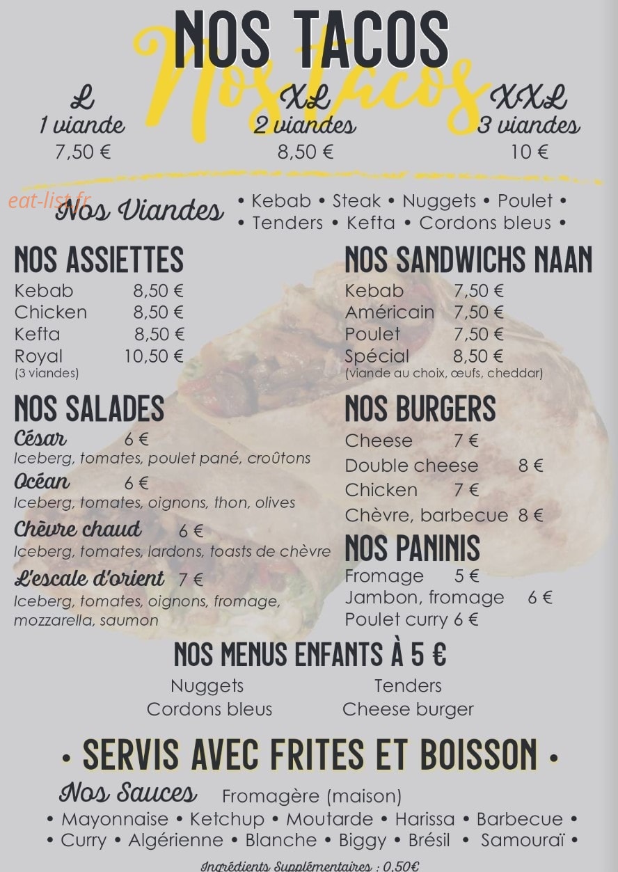 L'Escale D'Orient — carte page 2