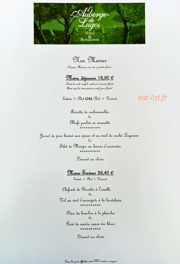 L' Auberge de Lugos — carte page 2