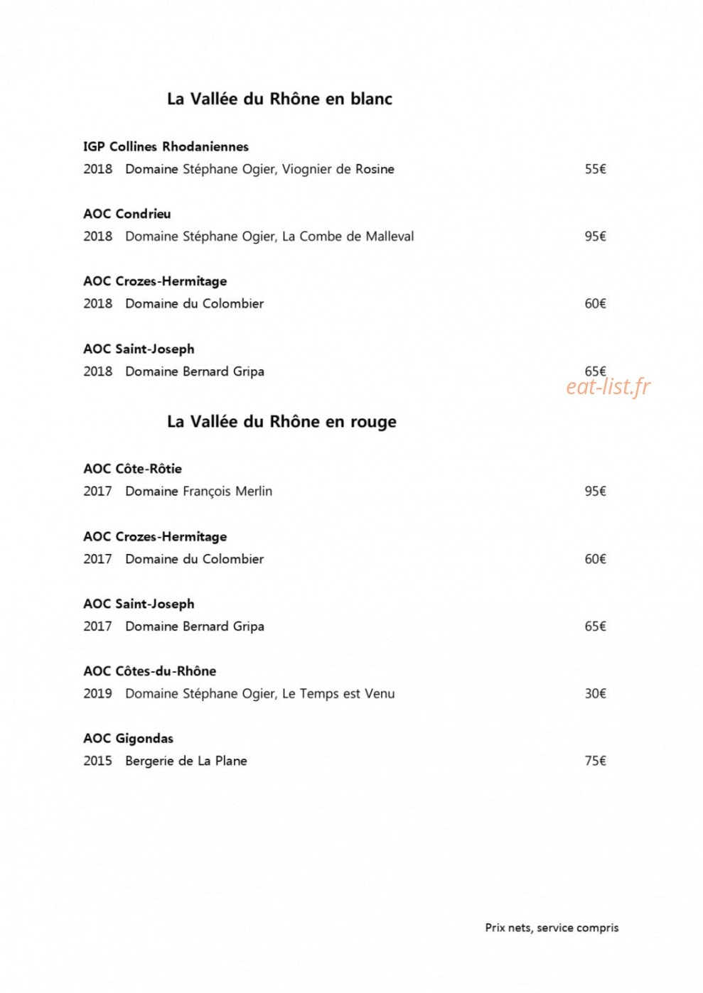 Restaurant Lune — carte page 10