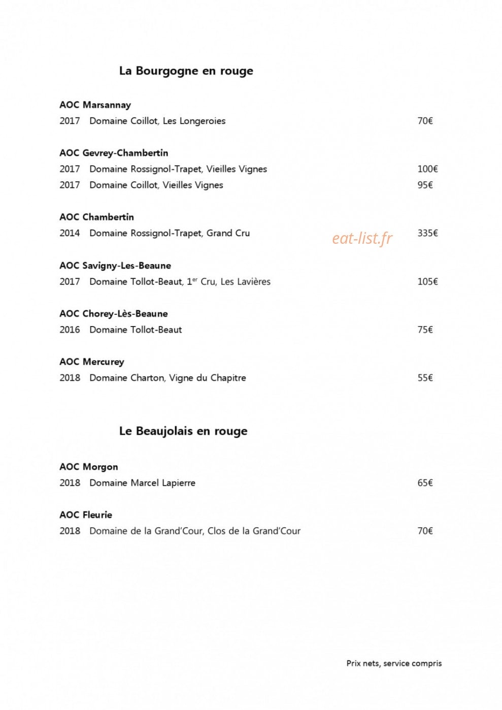 Restaurant Lune — carte page 9