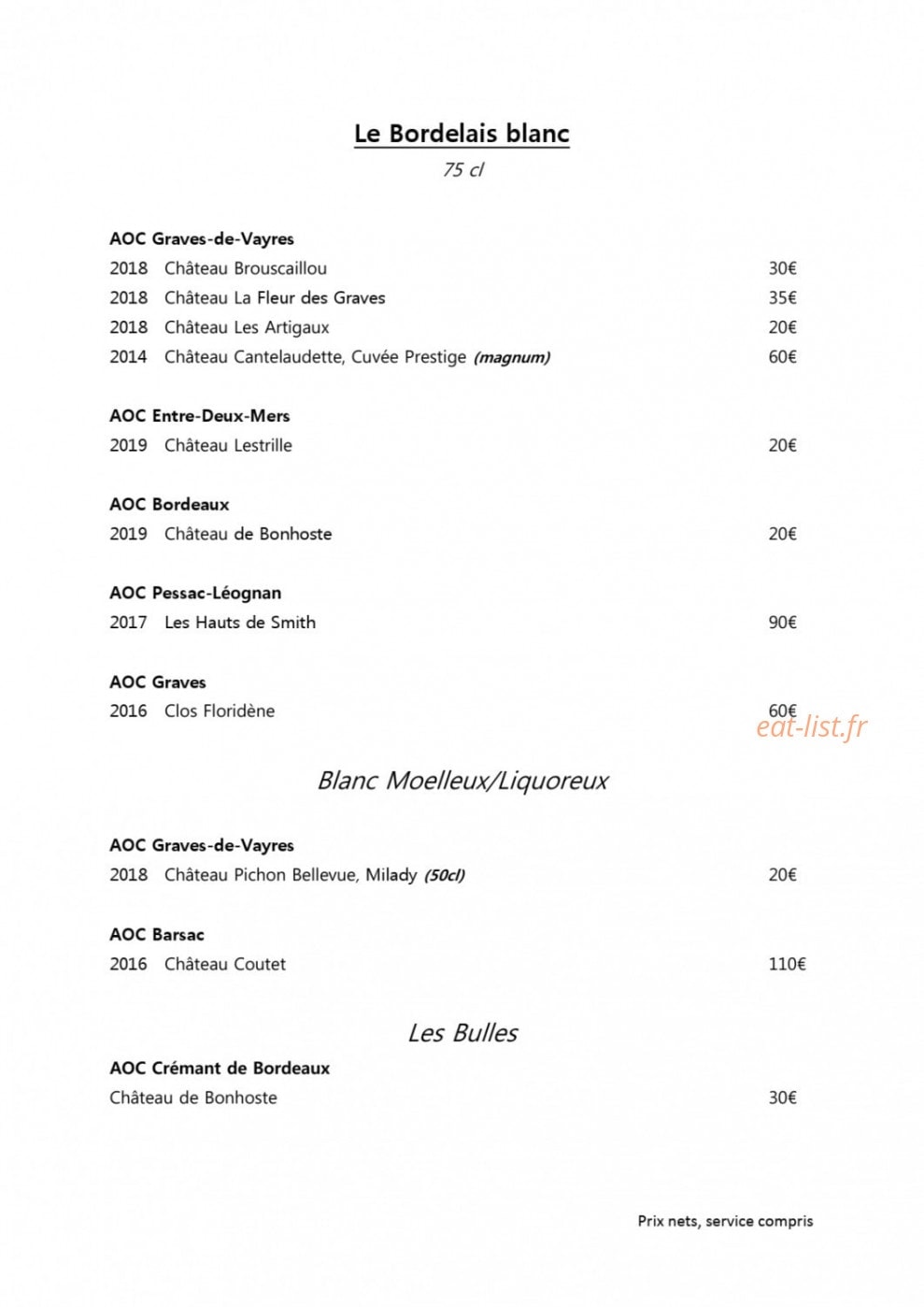 Restaurant Lune — carte page 4