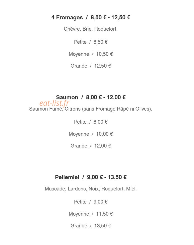 Pizza Julio — carte page 2