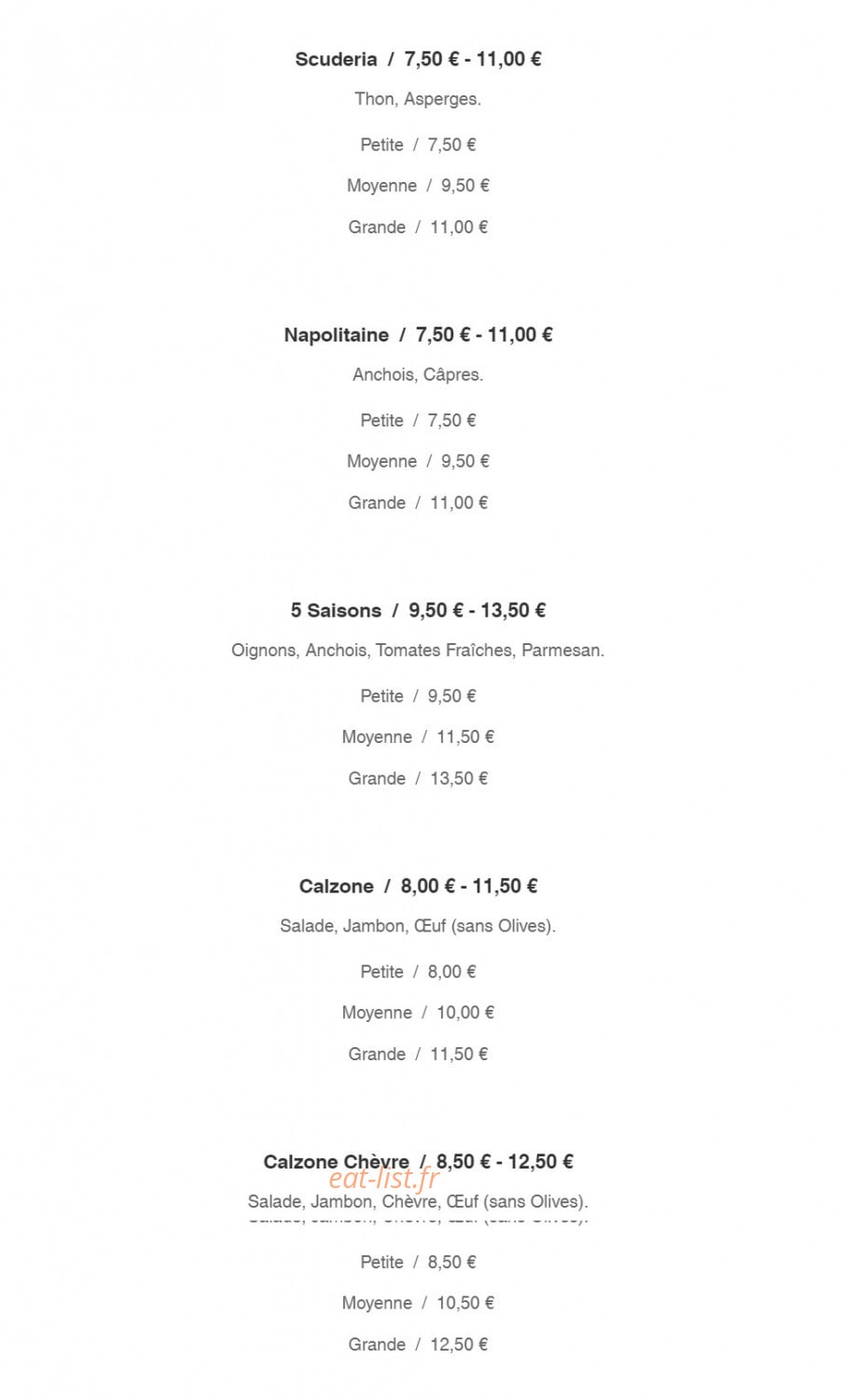 Pizza Julio — carte page 6