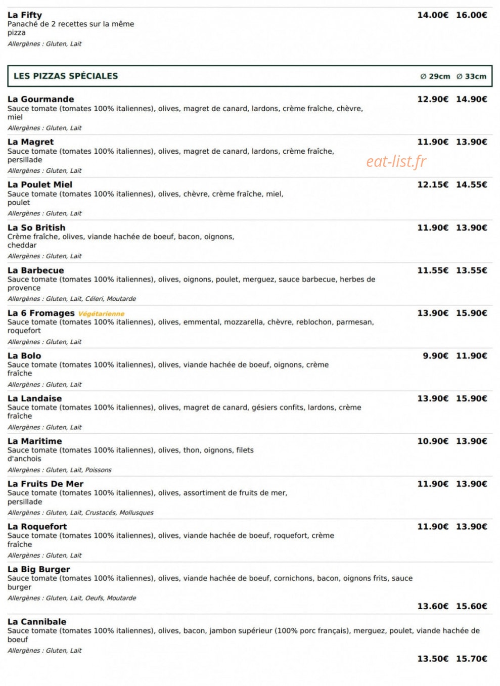 Le Kiosque à Pizzas — carte page 3