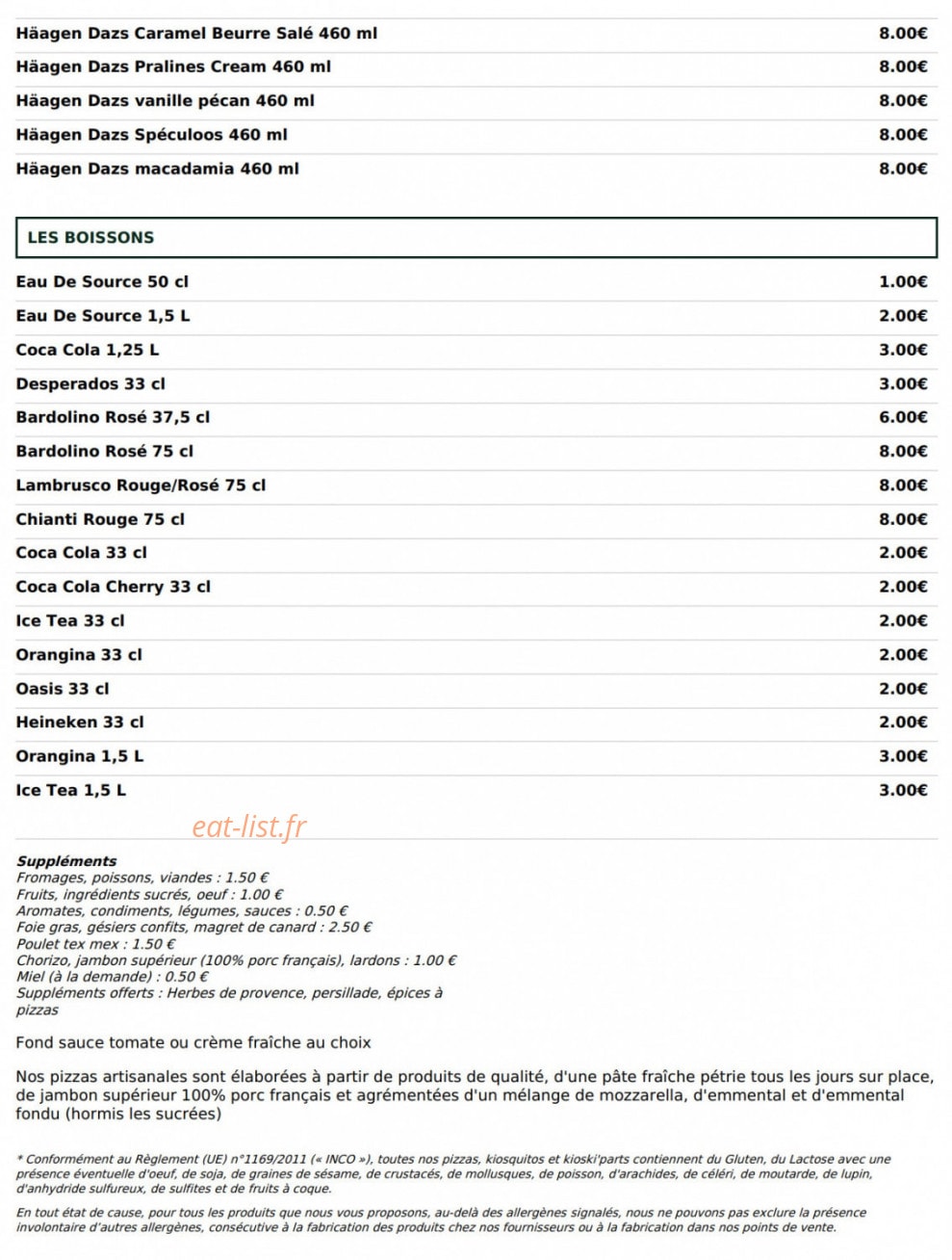 Le Kiosque à Pizzas — carte page 5