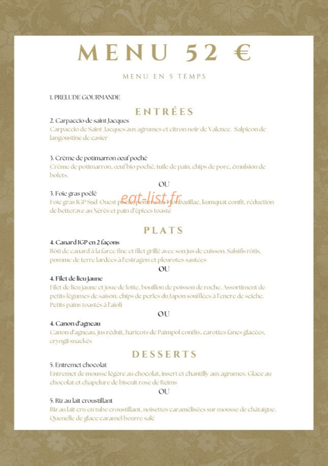 La Table du Moulin Blanc — carte page 3