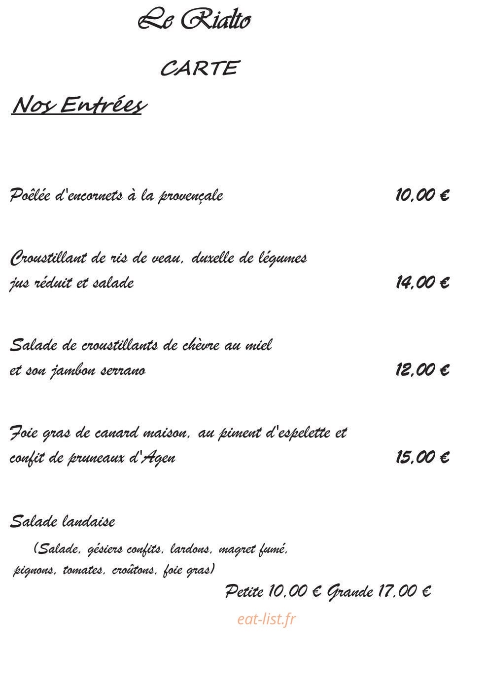 Le Rialto — carte page 6