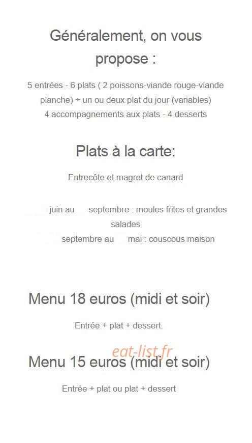 Bijou Bar — carte page 1