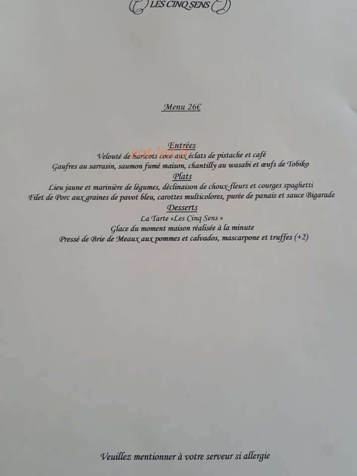 Les Cinq Sens — carte page 1