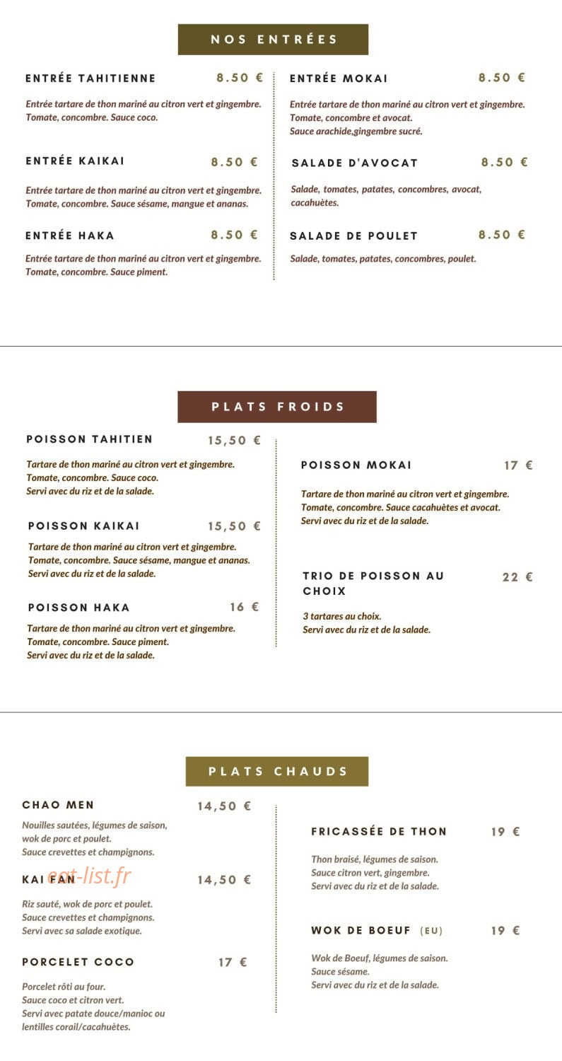Kaï Kaï — carte page 1