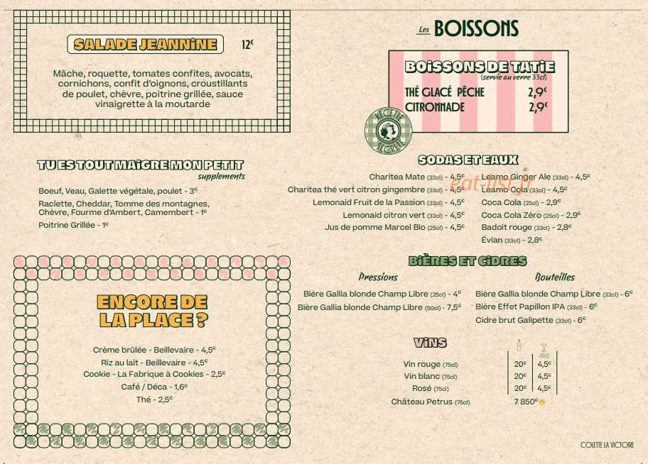 Les Burgers de Colette — carte page 2