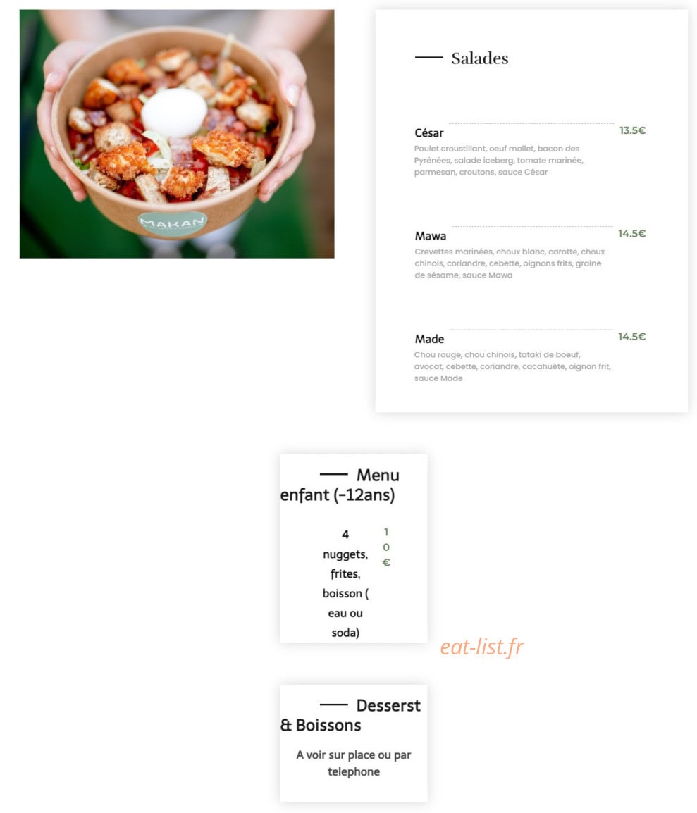 Makan — carte page 4