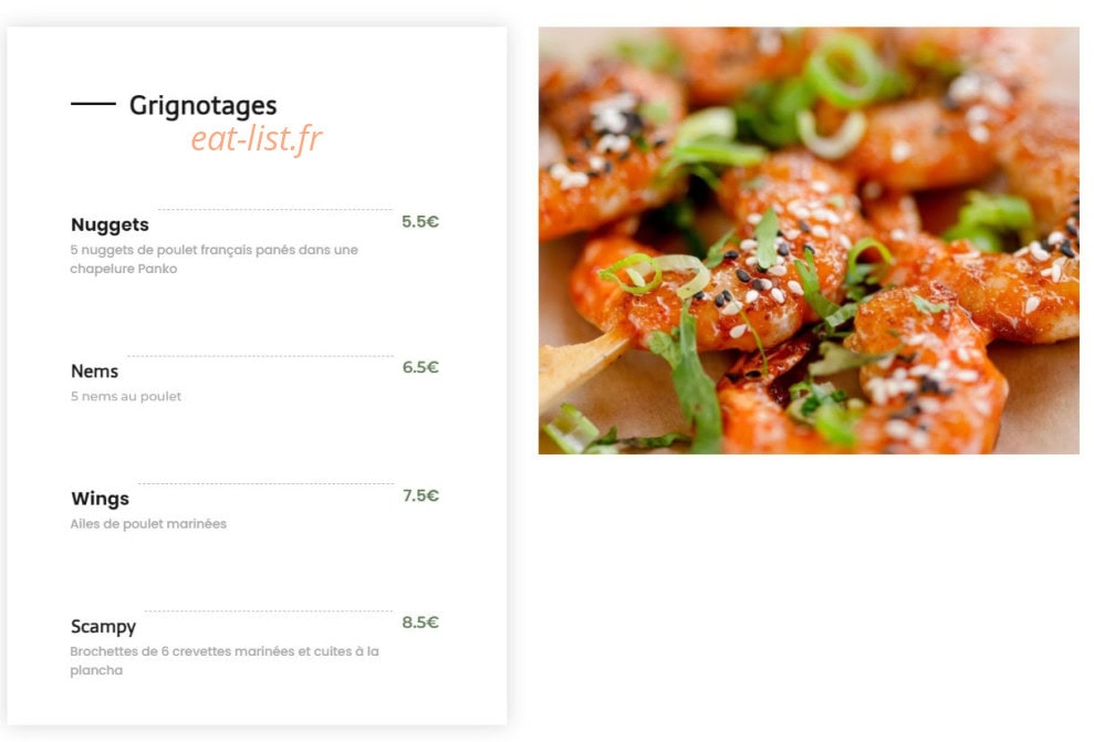Makan — carte page 1
