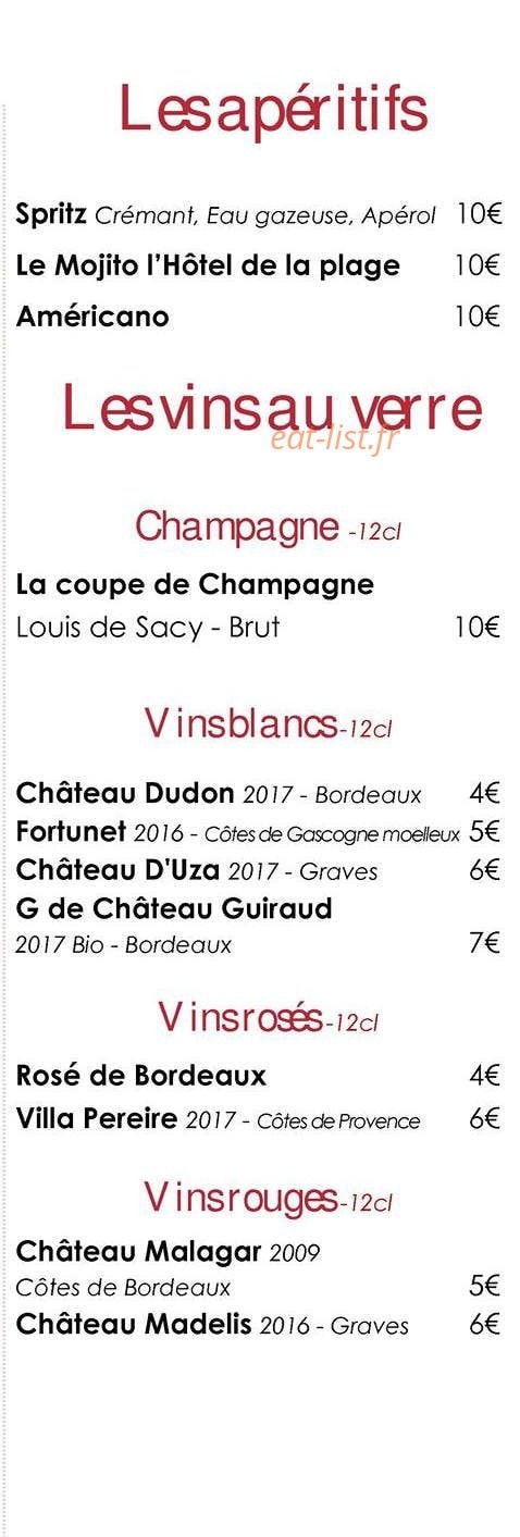 Hôtel de la Plage Chez Magne — carte page 6