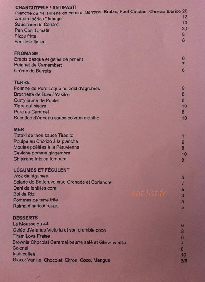 Le Quarante Quatre — carte page 1