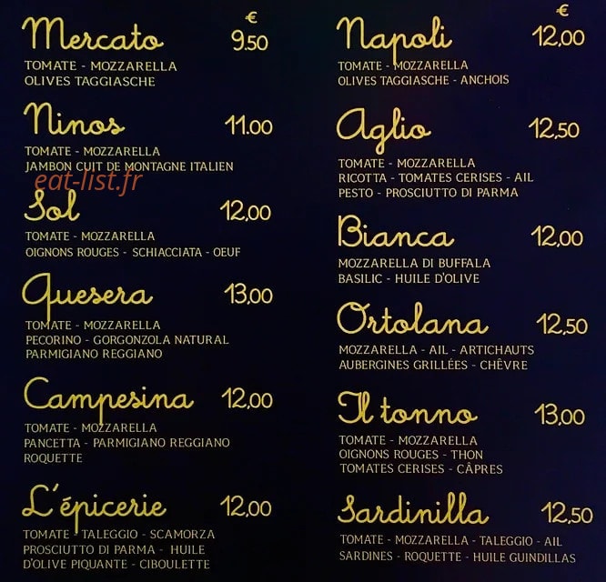 Pizza de l'Epicerie — carte page 1