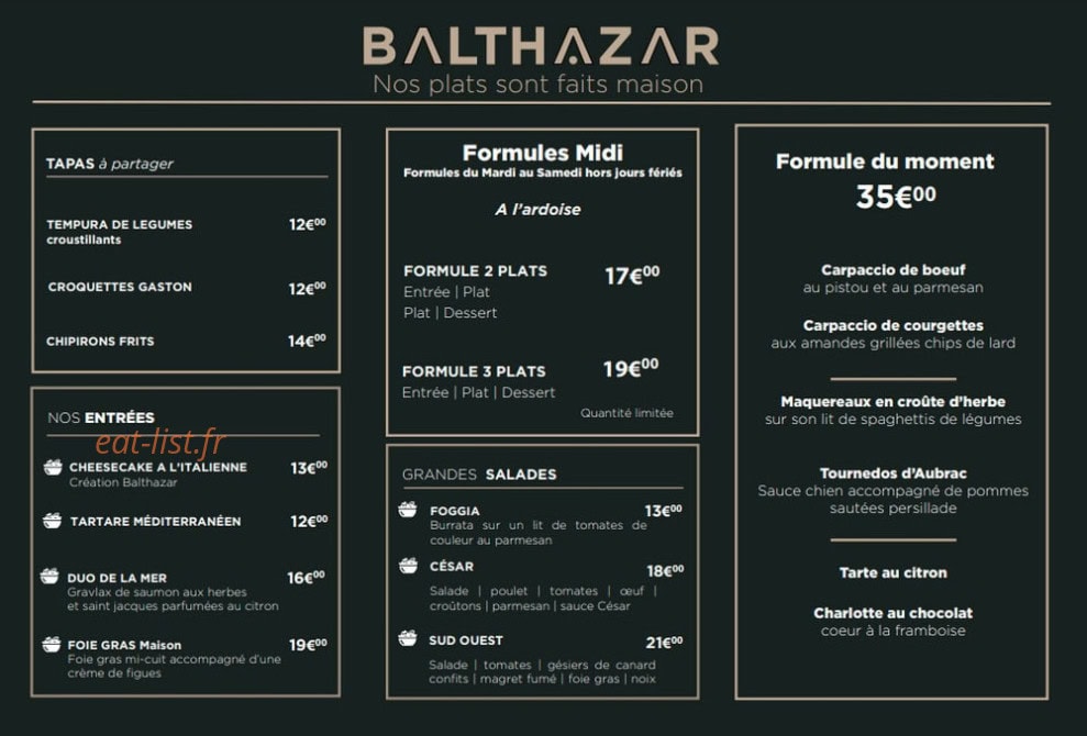 Balthazar — carte page 1