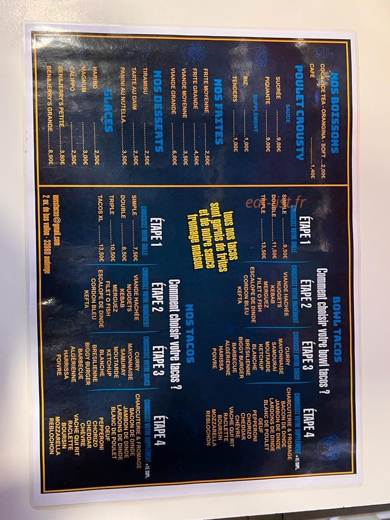 Ouss tacos — carte page 2