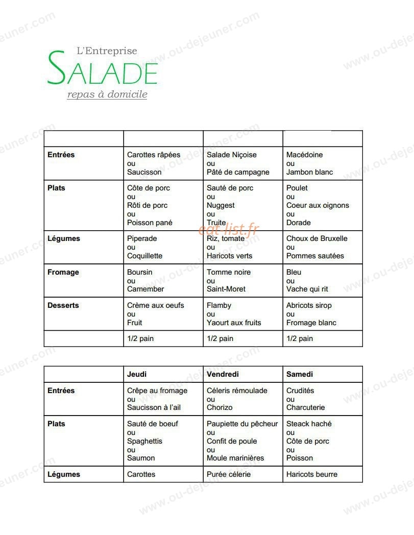 Salade — carte page 1