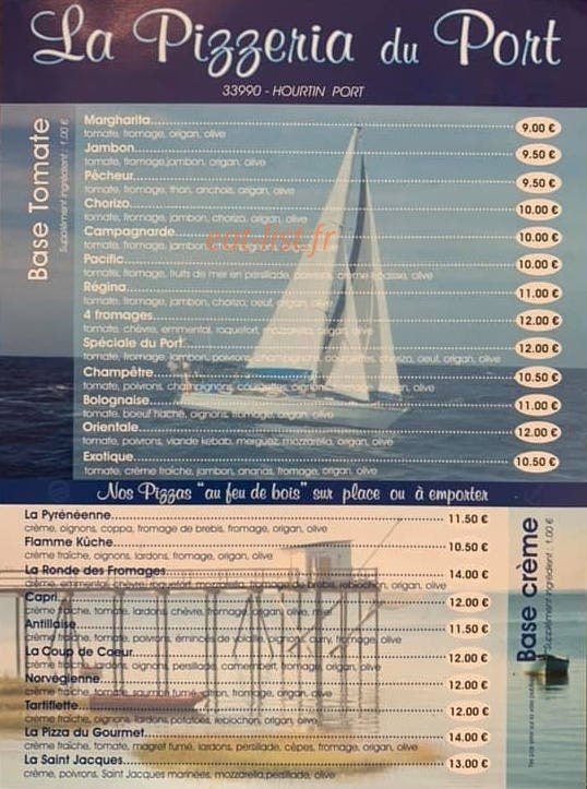 La Pizzeria du Port — carte page 1