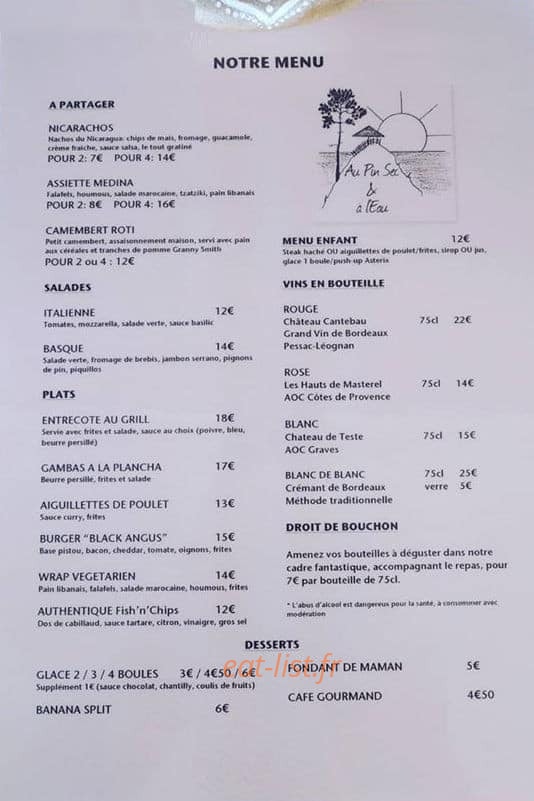 Au Pin Sec & à l'Eau — carte page 1