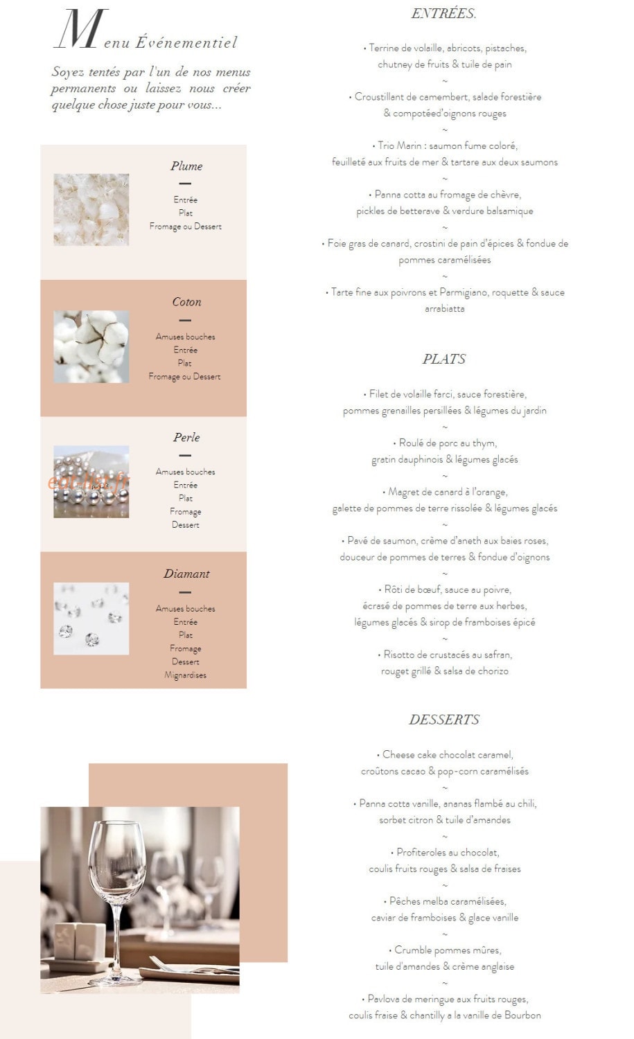 Tara Traiteur — carte page 1