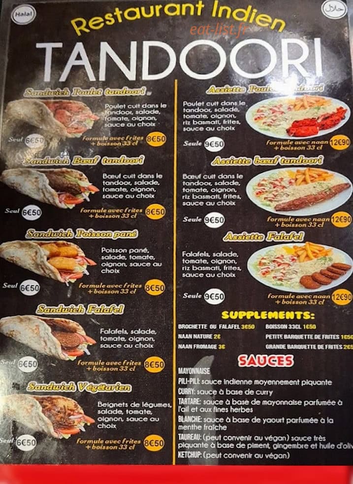 Alif Tandoori — carte page 1