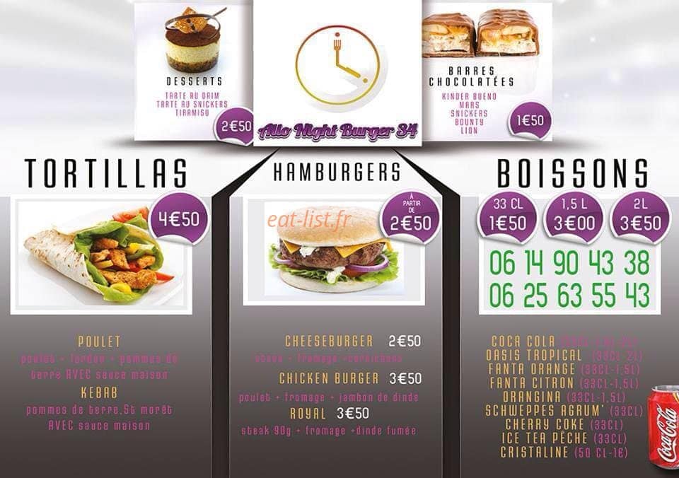 Allo Night Burger 34 — carte page 2