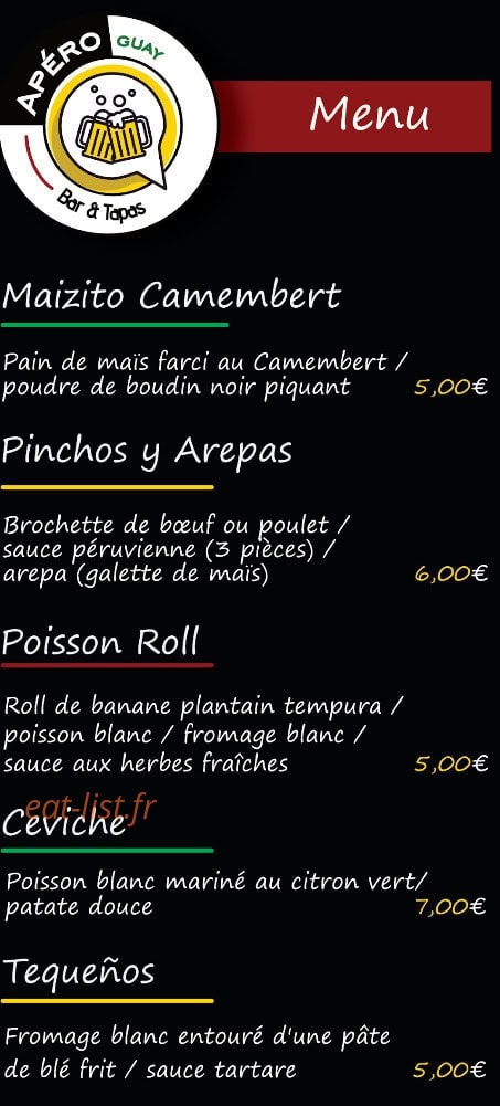 Apéro Guay — carte page 1