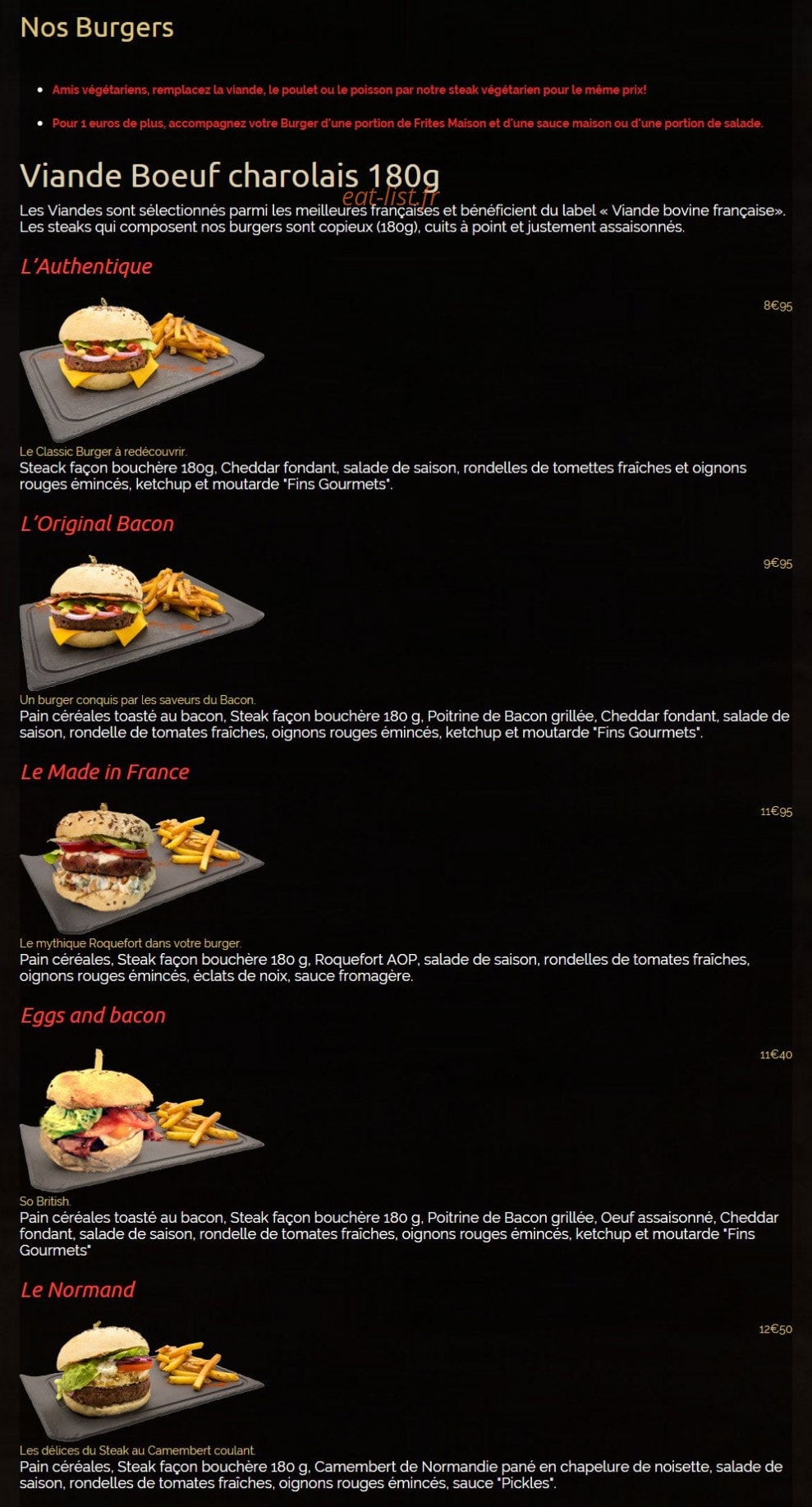 Art Burger — carte page 1
