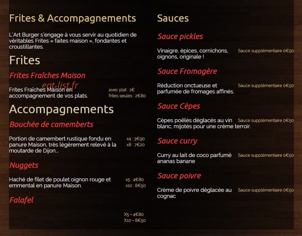 Art Burger — carte page 6