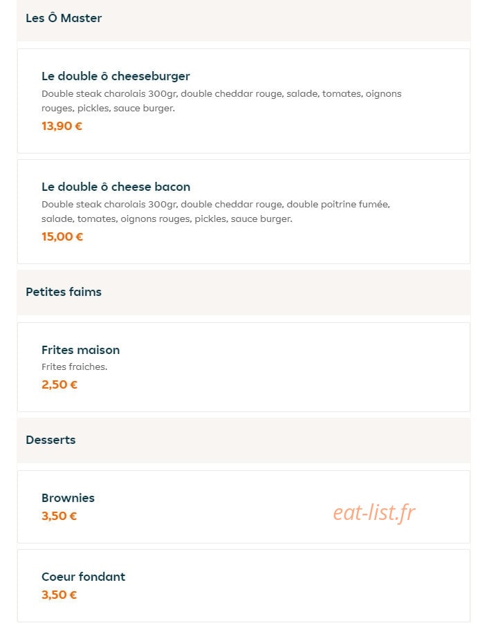 Atelier ô burger — carte page 3
