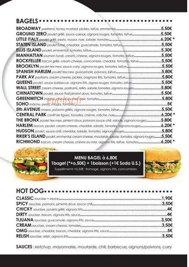 Bagel&U — carte page 1