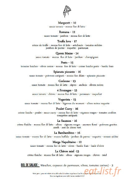 Bambino Pizza Club — carte page 1