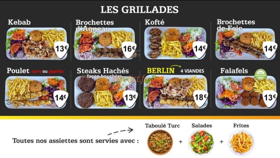 Berlin's Kebab — carte page 1
